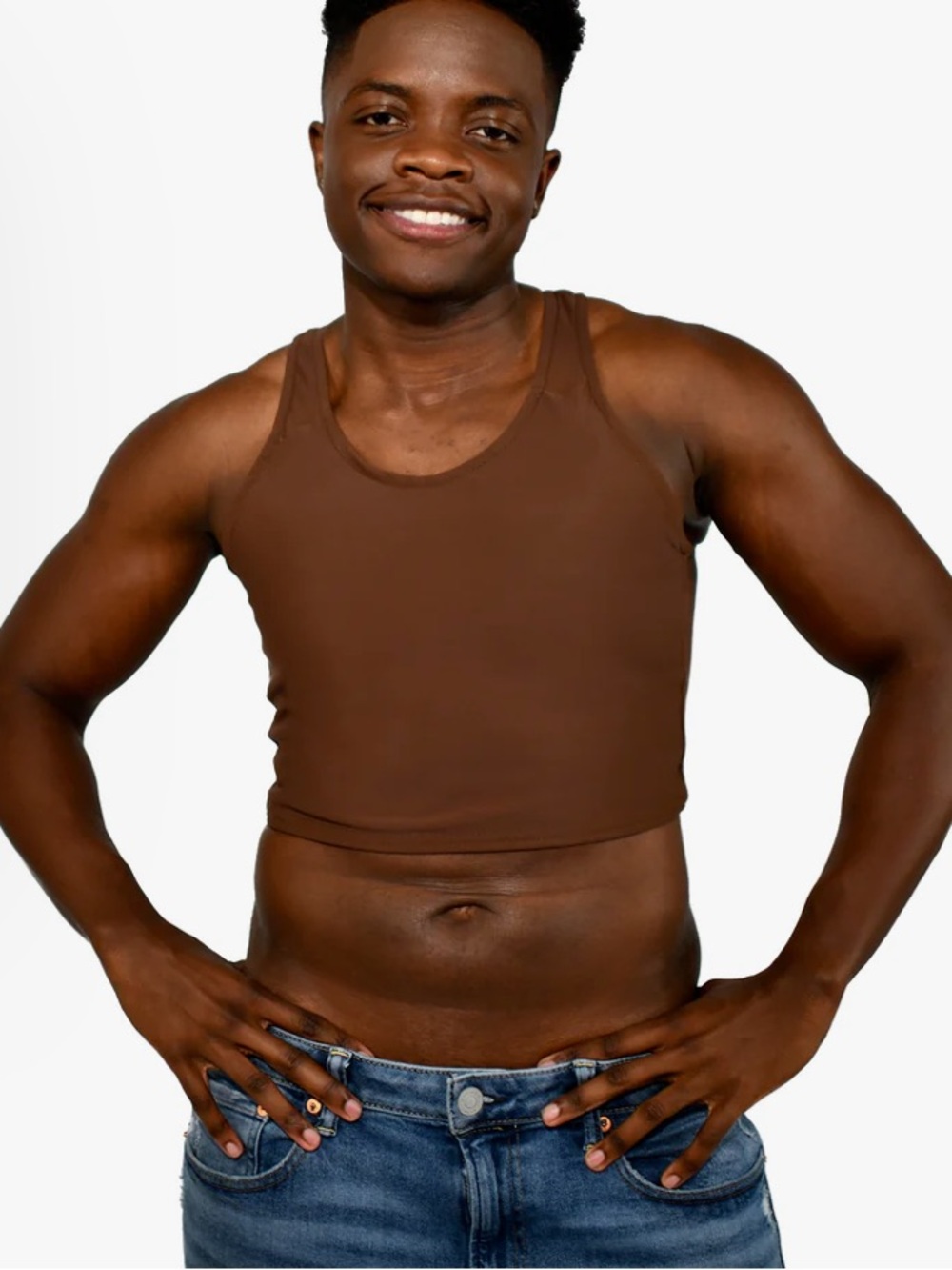 gC2b NUDE NO. 1 RACERBACK Brown Binder Compression Sports Bra New/Like New Small